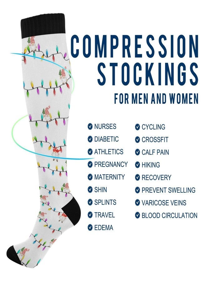 Wusikd Christmas Gnomes Compression Socks for Women and Men Circulation Colorful Lamps Long Socks for Athletic Running 1 - Image 4